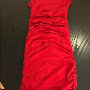 Elegant Red Ruched Dress